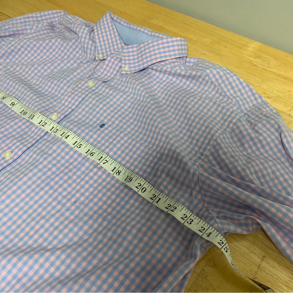 IZOD Dress Shirt Mens XL Pink Blue Plaid Cotton Long Sleeve Collared Button Down - Picture 4 of 7